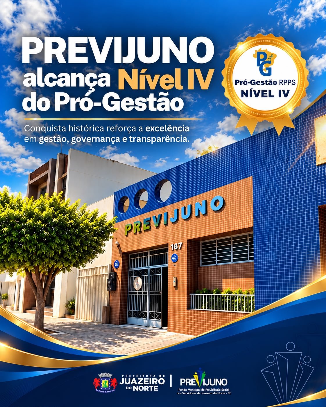 Arte oficial: PREVIJUNO alcança Nível IV do Pró-Gestão RPPS
